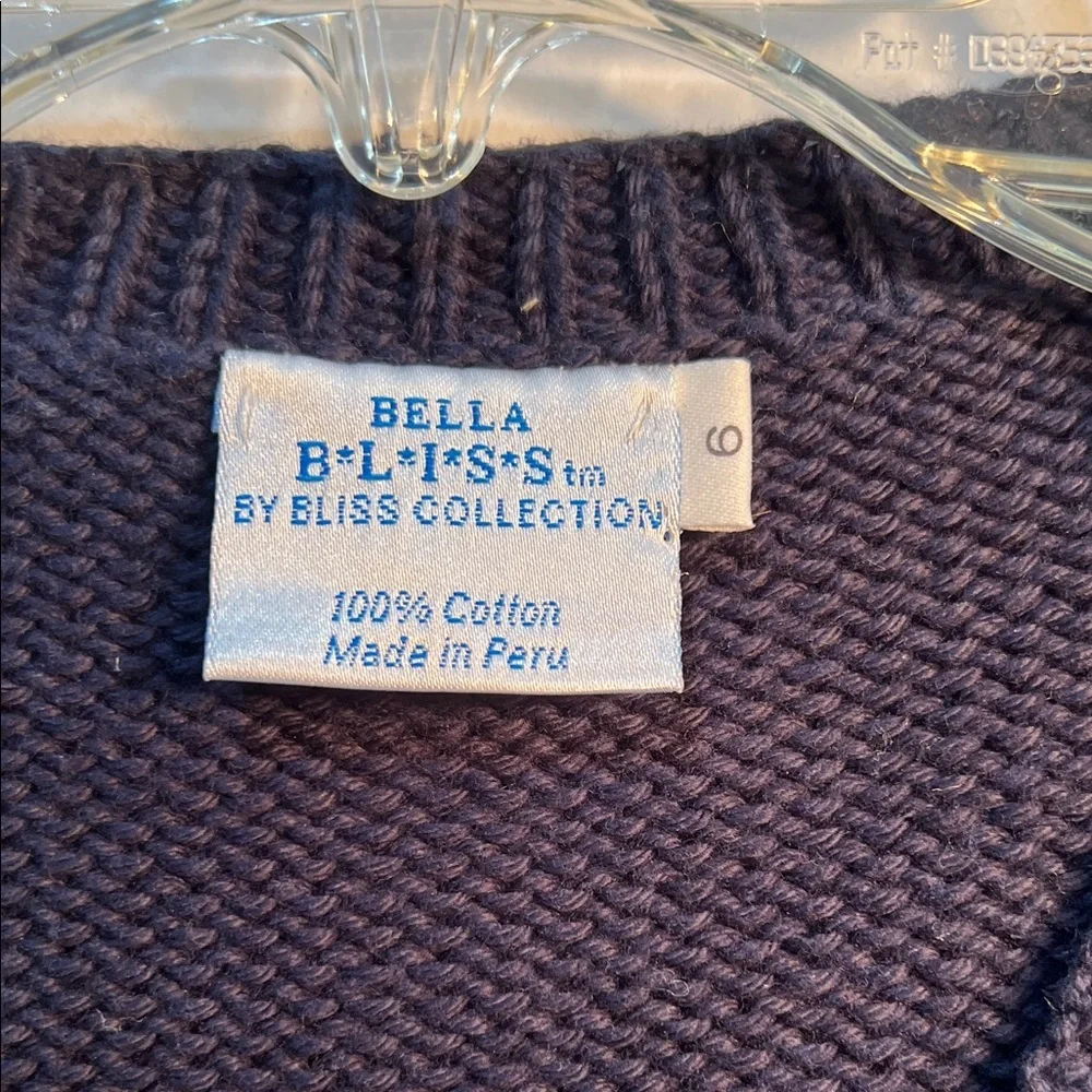 Vintage Bella Bliss Navy Knit Cardigan with Red, White and Green Golf Embroidery